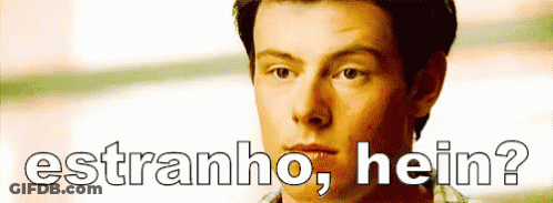 A Close Up Of A Man 'S Face With The Words Estranho Hein Below Him GIF