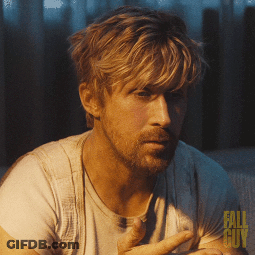 A Close Up Of A Man 'S Face With The Words Fall Guy On The Bottom Right GIF