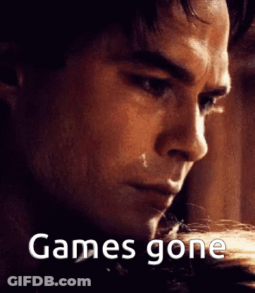 A Close Up Of A Man 'S Face With The Words Games Gone Written Below It GIF