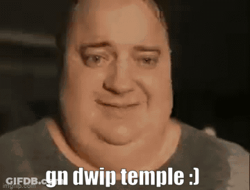 A Close Up Of A Man 'S Face With The Words Gn Dwip Temple . GIF