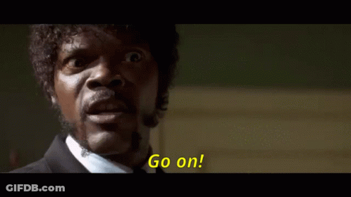 A Close Up Of A Man 'S Face With The Words Go On In The Corner GIF