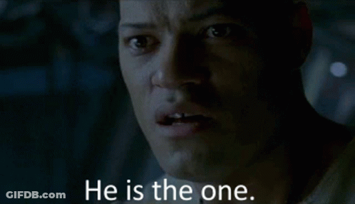 A Close Up Of A Man 'S Face With The Words He Is The One GIF