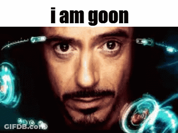 A Close Up Of A Man 'S Face With The Words " I Am Goon " Above Him GIF