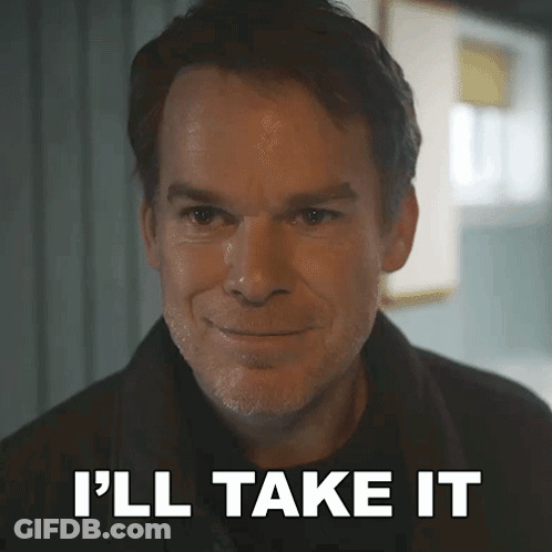 A Close Up Of A Man 'S Face With The Words I 'Ll Take It Below Him GIF