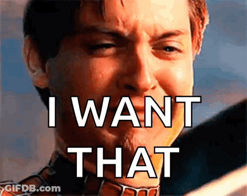 A Close Up Of A Man 'S Face With The Words I Want That Written On It GIF