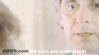 A Close Up Of A Man 'S Face With The Words In The Dark Here You Understand Below It GIF