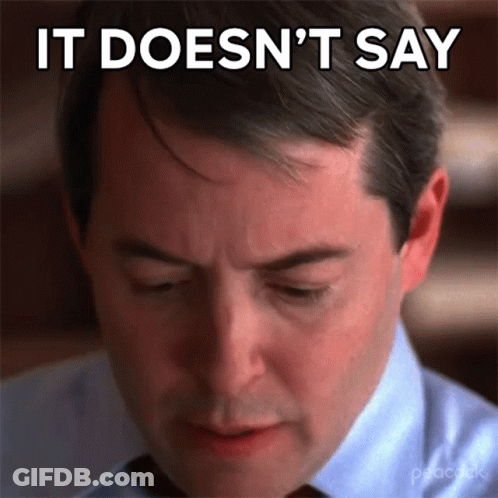 A Close Up Of A Man 'S Face With The Words It Does N't Say Written Above Him GIF