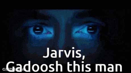 A Close Up Of A Man 'S Face With The Words Jarvis Gadoosh This Man GIF
