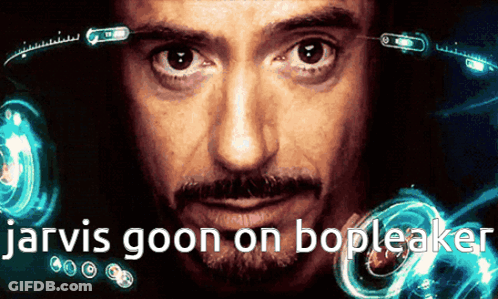 A Close Up Of A Man 'S Face With The Words Jarvis Goon On Bopleake Written Below Him GIF