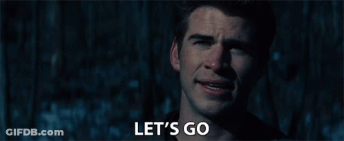 A Close Up Of A Man 'S Face With The Words Let 'S Go Below Him GIF