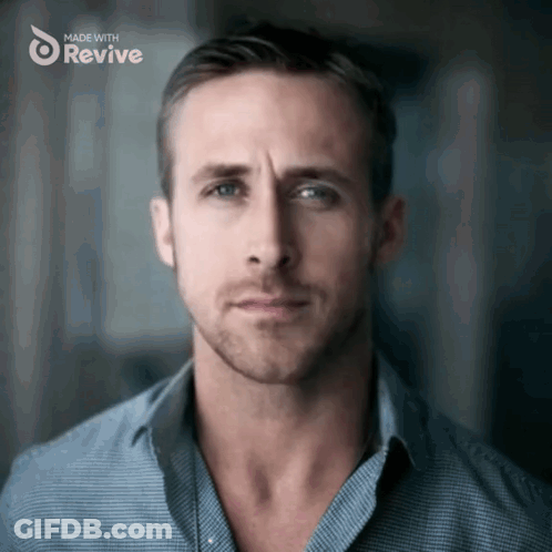 A Close Up Of A Man 'S Face With The Words Made With Revive On The Bottom GIF