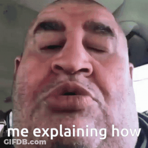 Close Up Of Man's Face With Explaining Words GIF