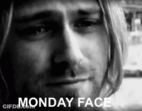 A Close Up Of A Man 'S Face With The Words Monday Face Written Below It GIF