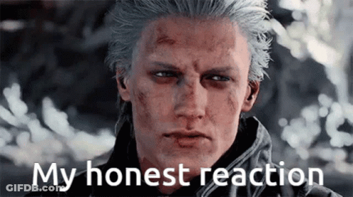 A Close Up Of A Man 'S Face With The Words My Honest Reaction Below It GIF
