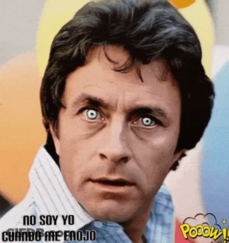 A Close Up Of A Man 'S Face With The Words No Soy Yo Cuando Me Enojo On The Bottom GIF