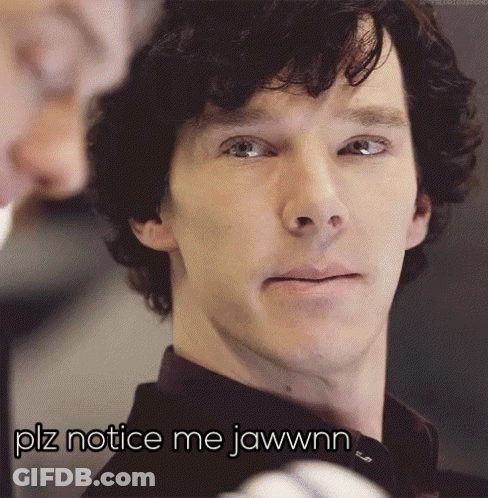 A Close Up Of A Man 'S Face With The Words " Notice Me Jawwnn " Below Him GIF