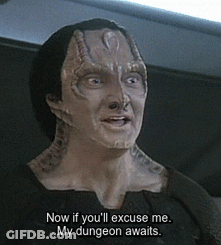 A Close Up Of A Man 'S Face With The Words Now If You 'Ll Excuse Me My Dungeon Awaits Below It GIF