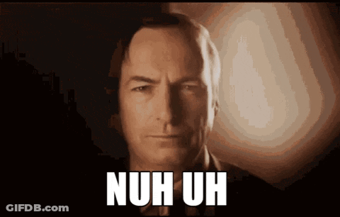 A Close Up Of A Man 'S Face With The Words Nuh Uh Written On It GIF