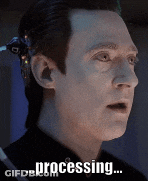A Close Up Of A Man 'S Face With The Words Processing Written On It GIF