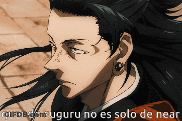 A Close Up Of A Man 'S Face With The Words Quando Suguru No Es Solo De Near GIF
