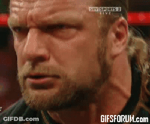 A Close Up Of A Man 'S Face With The Words Sky Sports 3 Live On The Top GIF