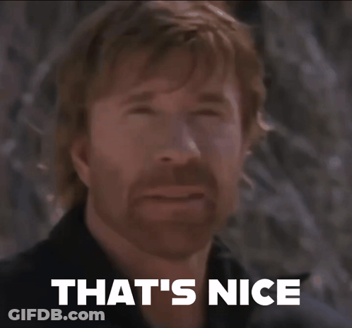 A Close Up Of A Man 'S Face With The Words That 'S Nice Behind Him GIF