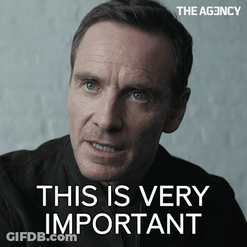 A Close Up Of A Man 'S Face With The Words " This Is Very Important " Above Him GIF