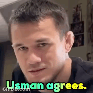 A Close Up Of A Man 'S Face With The Words Usman Agrees Below It GIF