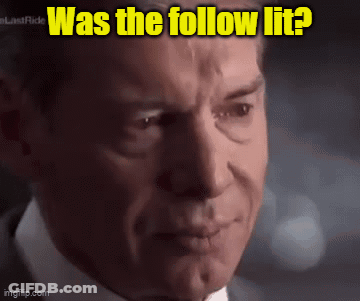 A Close Up Of A Man 'S Face With The Words Was The Follow Lit GIF