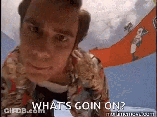A Close Up Of A Man 'S Face With The Words `` What 'S Goin On '' Written On The Bottom . GIF