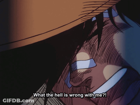 A Close Up Of A Man 'S Face With The Words " What The Hell Is Wrong With Me " GIF