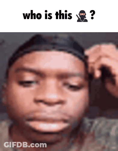 A Close Up Of A Man 'S Face With The Words " Who Is This " Above It GIF