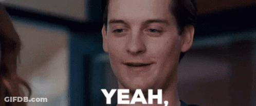 A Close Up Of A Man 'S Face With The Words Yeah Written On It GIF