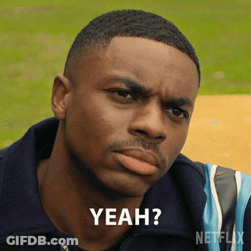 A Close Up Of A Man 'S Face With The Words Yeah Written On The Bottom GIF