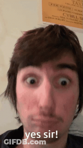 A Close Up Of A Man 'S Face With The Words Yes Sir GIF