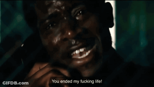 A Close Up Of A Man 'S Face With The Words " You Ended My Fucking Life " GIF