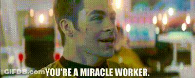 A Close Up Of A Man 'S Face With The Words You 'Re A Miracle Worker . GIF