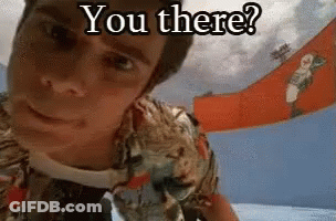 A Close Up Of A Man 'S Face With The Words `` You There '' Written On It GIF