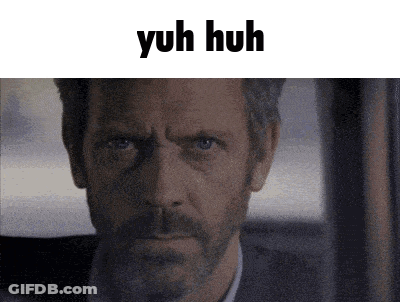 A Close Up Of A Man 'S Face With The Words Yuh Huh Written Above Him GIF