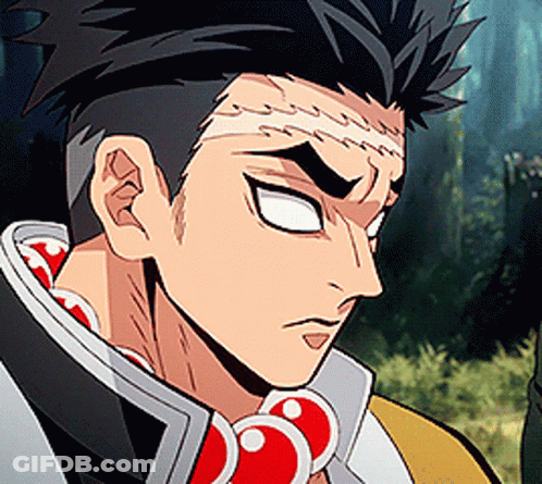 A Close Up Of A Man 'S Face With White Eyes And A Scar On His Head . GIF