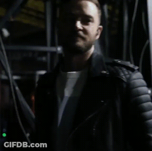 A Close Up Of A Man Wearing A Black Leather Jacket GIF