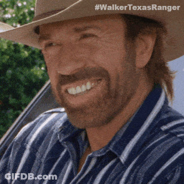 A Close Up Of A Man Wearing A Cowboy Hat With The Hashtag #Walkertexasranger GIF
