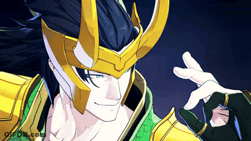 A Close Up Of A Man Wearing A Helmet With Horns GIF