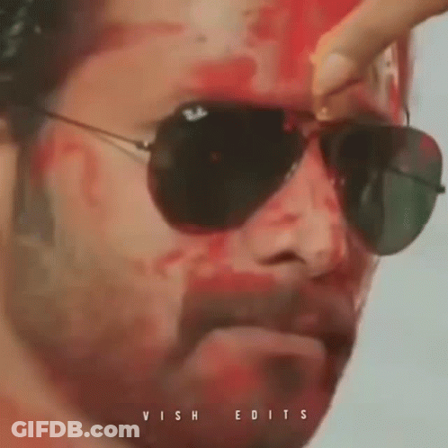 Man With Sunglasses And Red Face Paint GIF