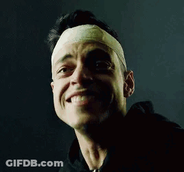 A Close Up Of A Man With A Bandage On His Head . GIF