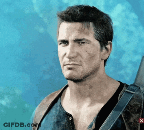 A Close Up Of A Man With An X In The Corner GIF