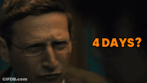 A Close Up Of A Man With Glasses And The Words 4 Days GIF