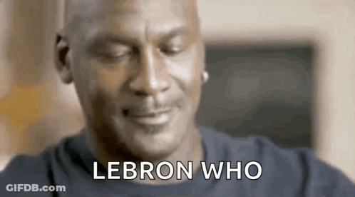 A Close Up Of A Man With His Eyes Closed And The Words `` Lebron Who '' Written On His Face . GIF