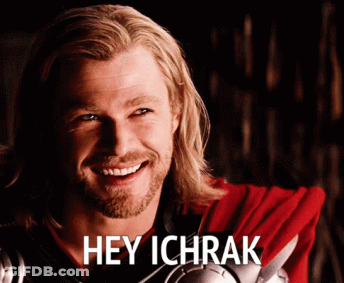 A Close Up Of A Man With The Words Hey Ichrak On His Face GIF