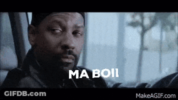 A Close Up Of A Man With The Words Ma Boii On His Face GIF